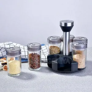 Kitchen Rotating Glass Seasoning Jar