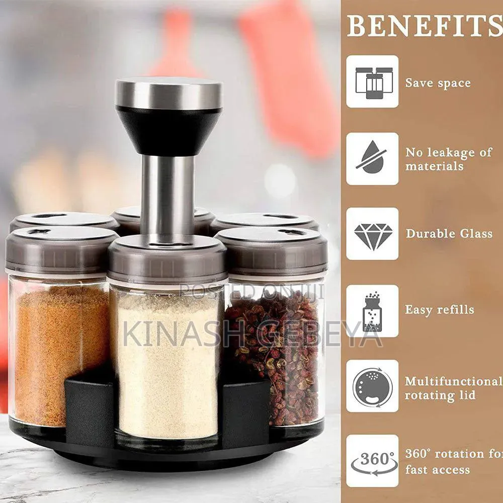 Kitchen Rotating Glass Seasoning Jar