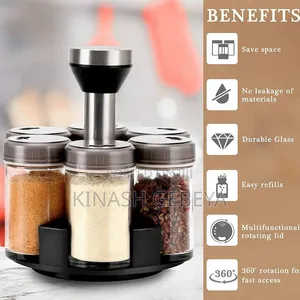 Kitchen Rotating Glass Seasoning Jar