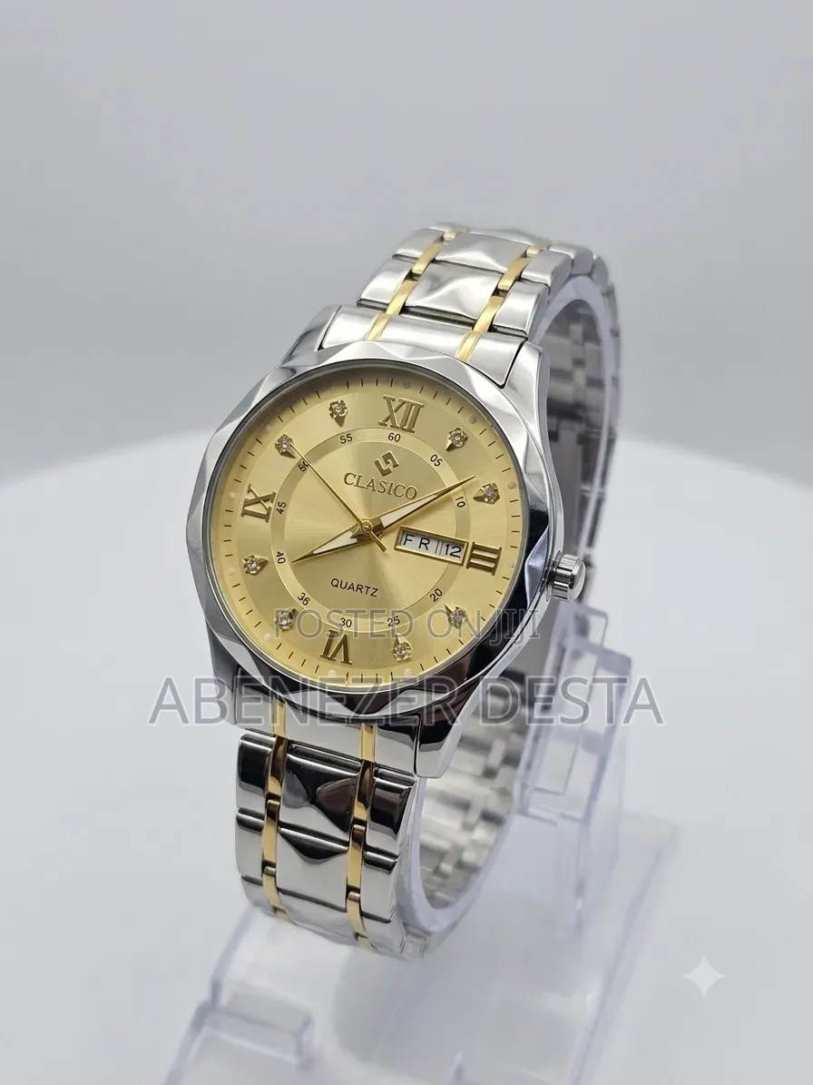 Clasico Quartz Watch Stainless Steel Strap and a Gold-Colored