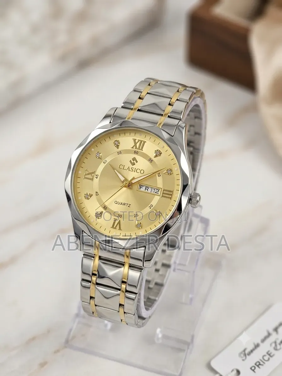 Clasico Quartz Watch Stainless Steel Strap and a Gold-Colored