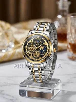 OLEVS Skeleton Watch Two-Tone Silver and Gold Plated Stainless Steel