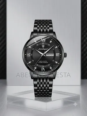 Poedagar Men's Luxury Stainless Steel Quartz Watch Featuring a Black