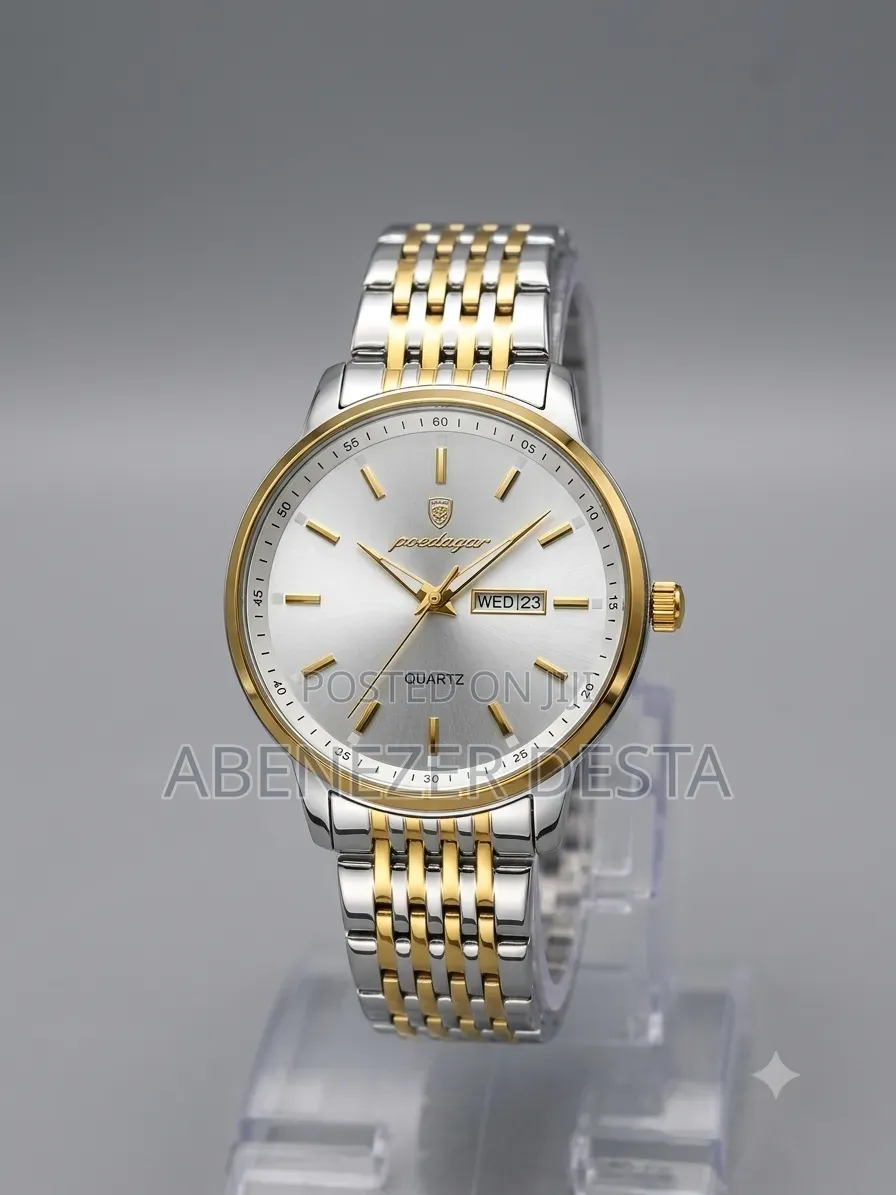 Poedagar Wristwatch Features a Two-Tone Silver D Gold Stainless Steel