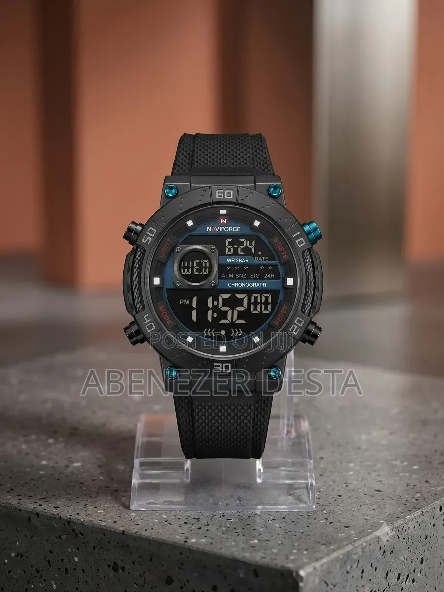 Naviforce Digital Watch Features a Durable Silicone Strap and Blue