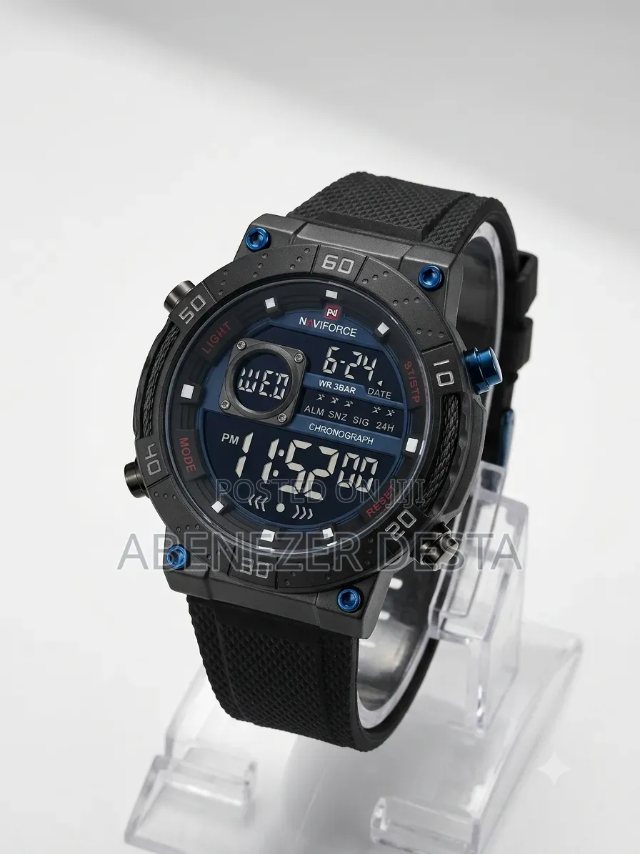 Naviforce Digital Watch Features a Durable Silicone Strap and Blue