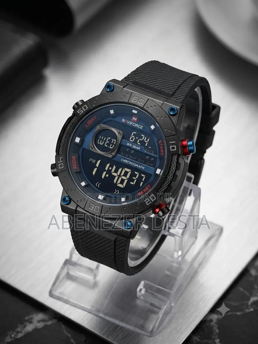 Naviforce Digital Watch Features a Durable Silicone Strap and Blue