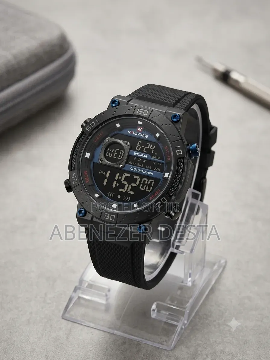 Naviforce Digital Watch Features a Durable Silicone Strap and Blue