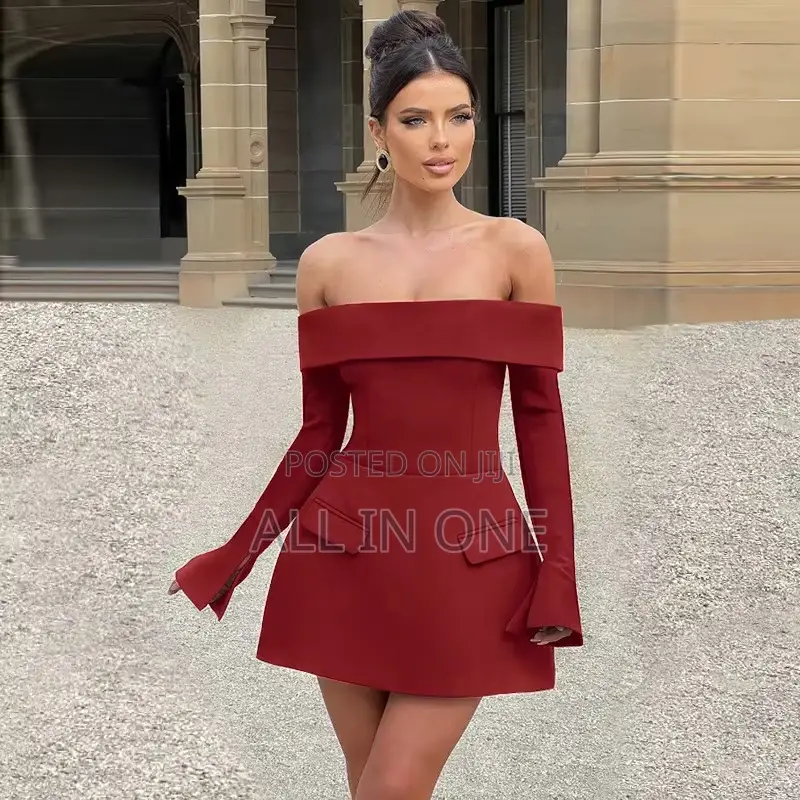 Burgundy Off the Shoulder Dress