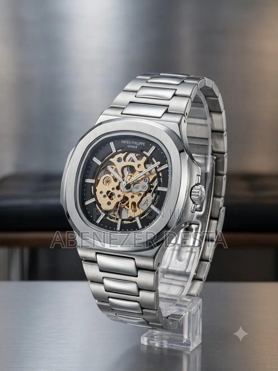 Patek Philippe Nautilus Style Watch Features a Prominent Skeletonized