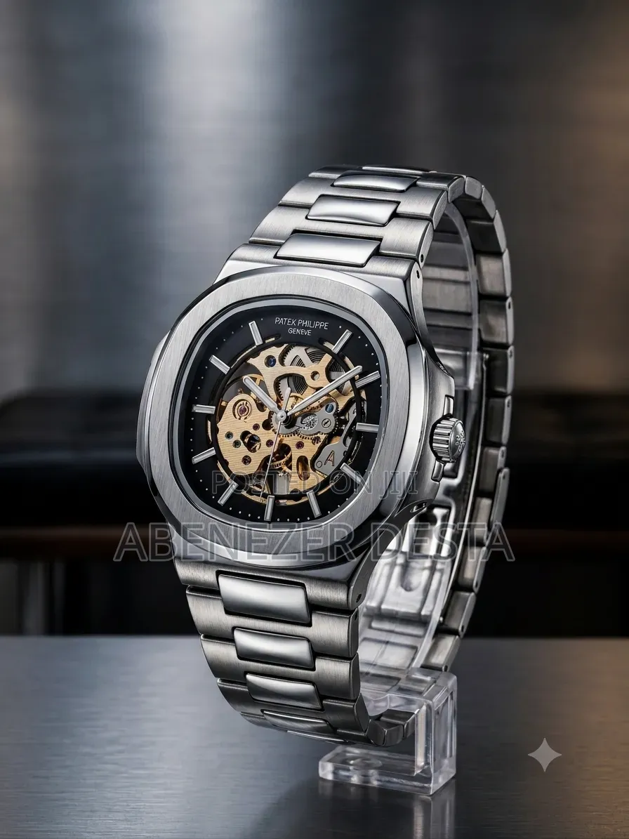Patek Philippe Nautilus Style Watch Features a Prominent Skeletonized