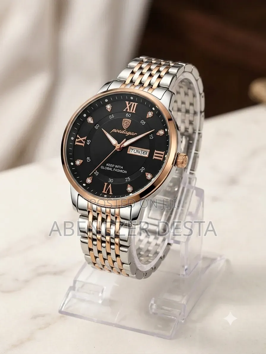 Poedagar Men's Watch, a Business Quartz a Two-Tone Rose Gold