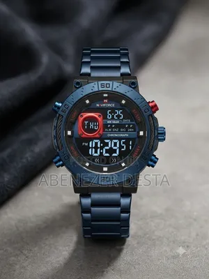 Naviforce NF9241S Digital Sports Watch, Blue Bezel and Stainles