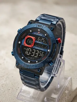 Naviforce NF9241S Digital Sports Watch, Blue Bezel and Stainles