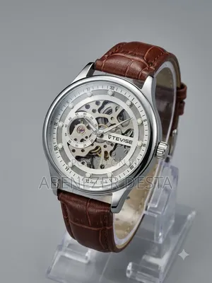Tevise T836D Wristwatch Features a Silver- Tone Case and a Brown