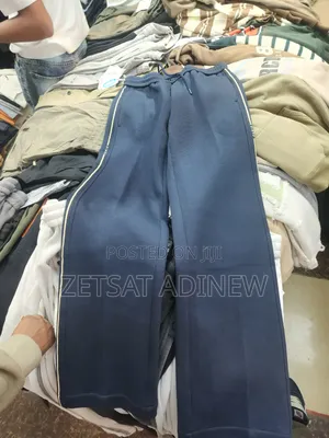​Quality Navy Blue Paris Side-Stripe Sweatpants