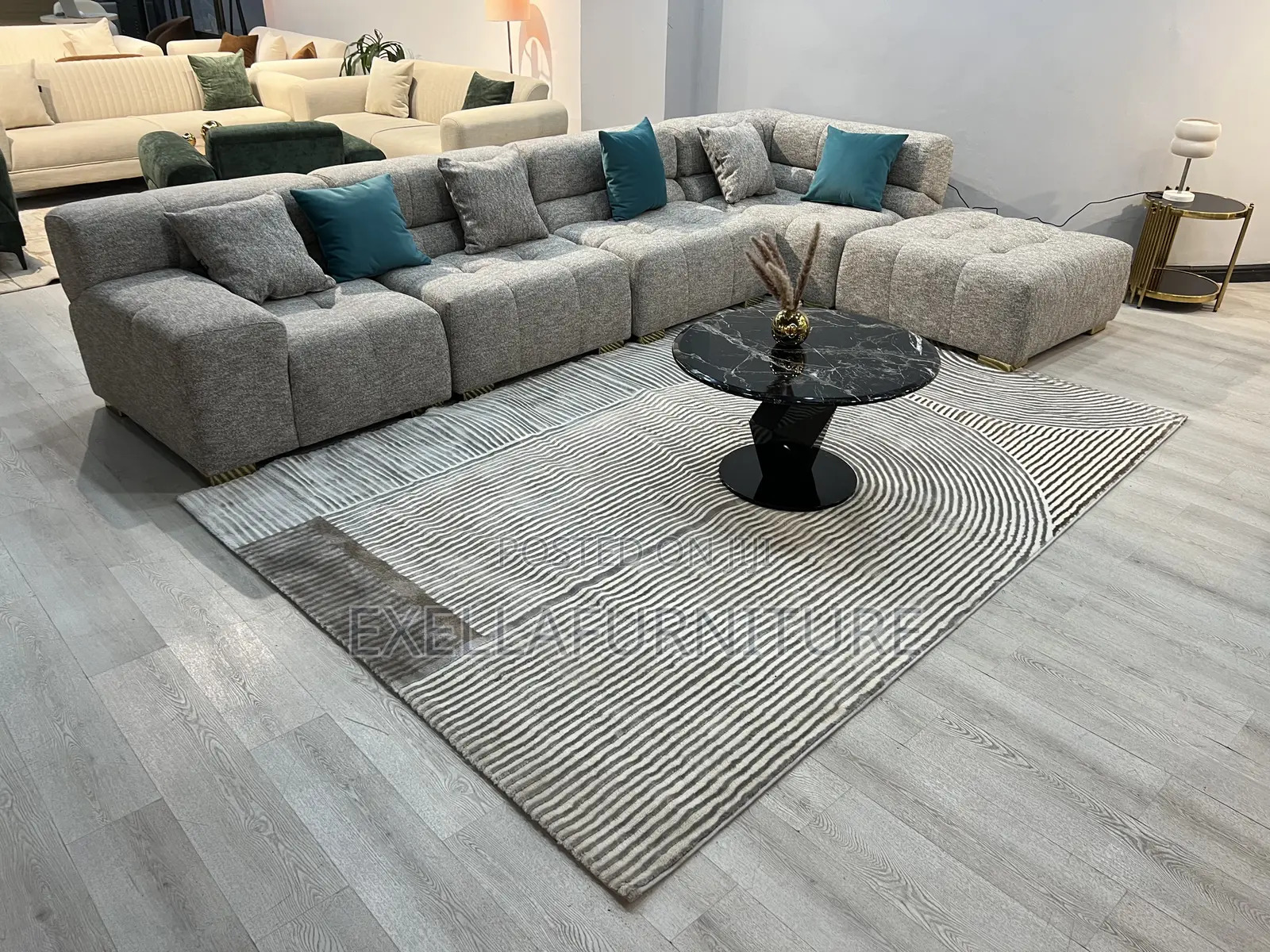 Modern L-Shaped Fabric Sofa Set