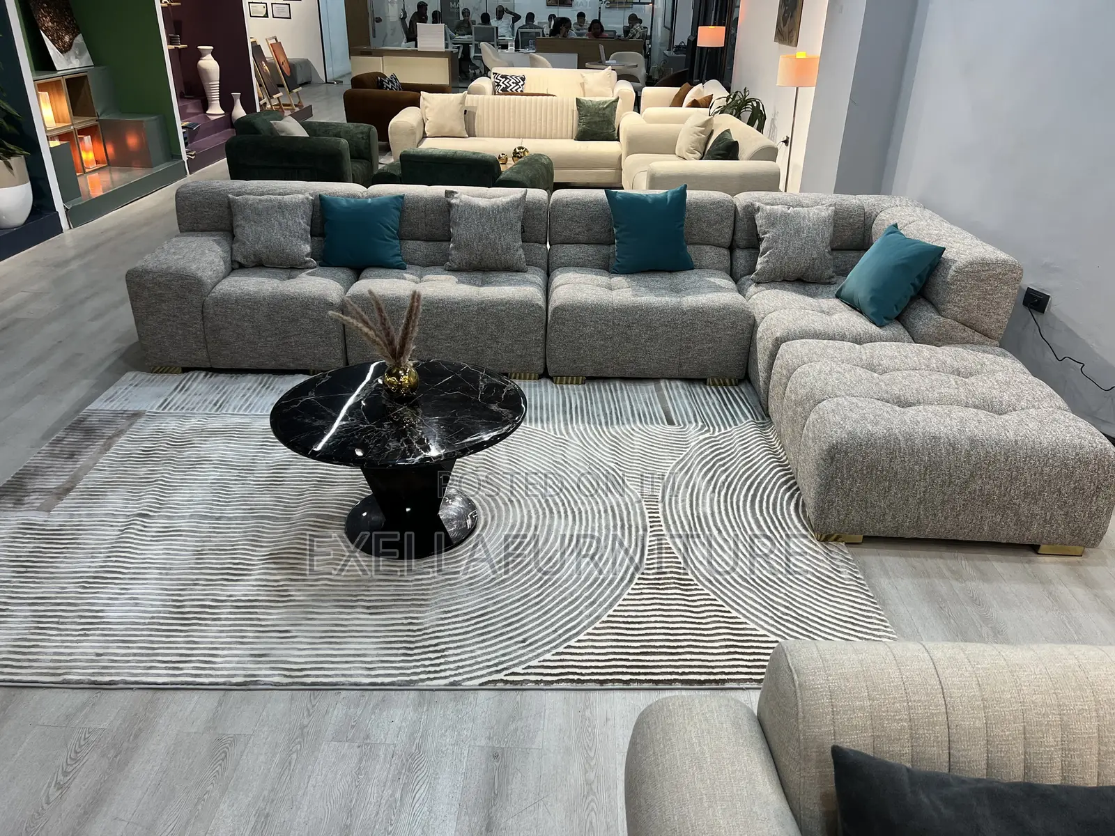 Modern L-Shaped Fabric Sofa Set
