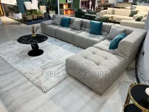 Modern L-Shaped Fabric Sofa Set