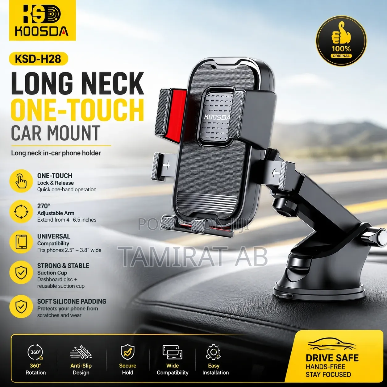 KSD-H28 Long Neck One-Touch Car Phone Holder