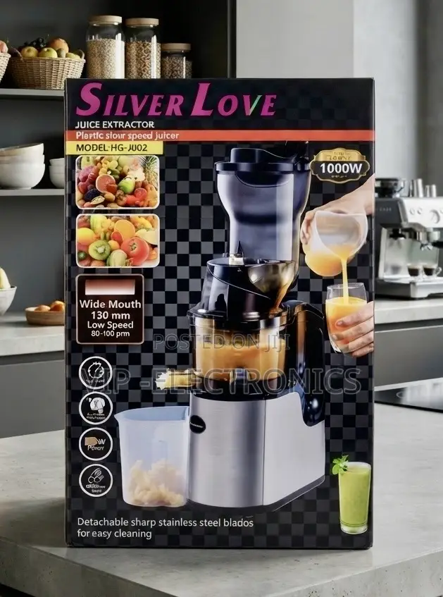 Silver Love Slow Juice Extractor – 1000W With 130mm Wide Feed Chute