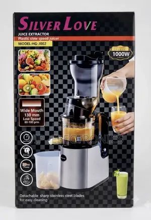Silver Love Slow Juicer. Featuring a Powerful 1000W Motor