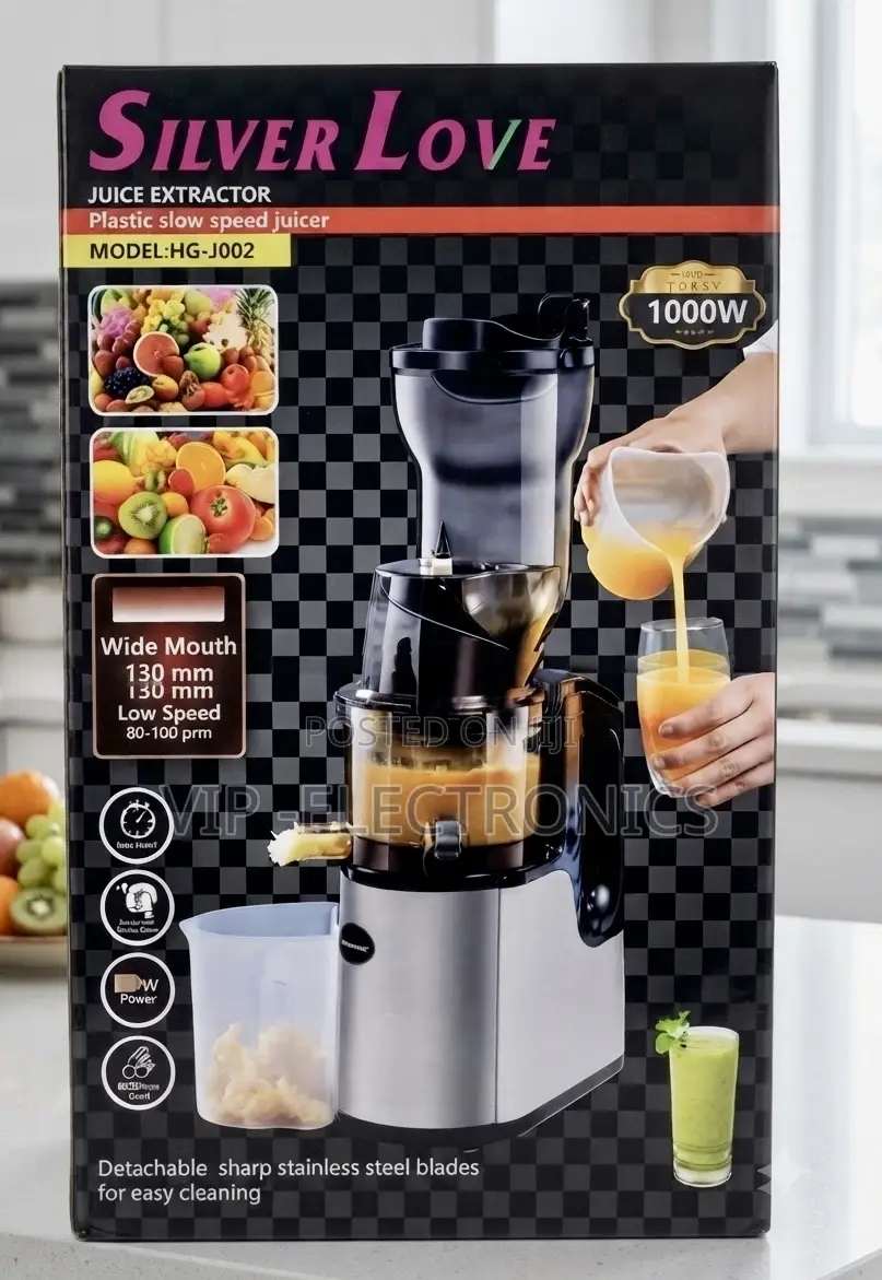Silver Love Slow Juicer. Featuring a Powerful 1000W Motor