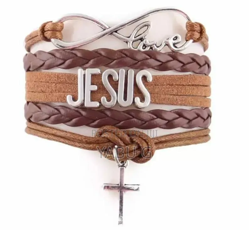 Jesus Infinity Leather Charm Bracelet Jesus Bracelet