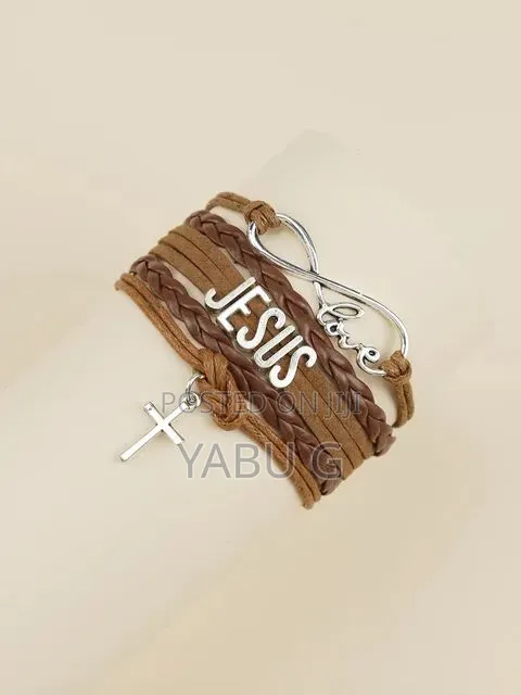 Jesus Infinity Leather Charm Bracelet Jesus Bracelet