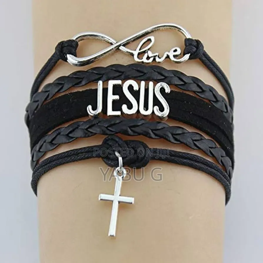 Bracelet Charm Christian Jesus Bangle Leather Bangles