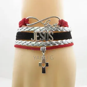 Bracelet Charm Christian Jesus Bangle Leather Bangles