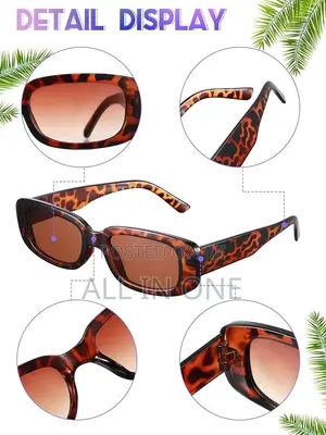 Rectangular Leopard Print Sunglasses