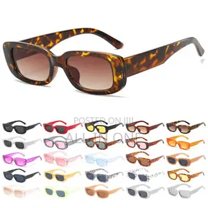 Rectangular Leopard Print Sunglasses