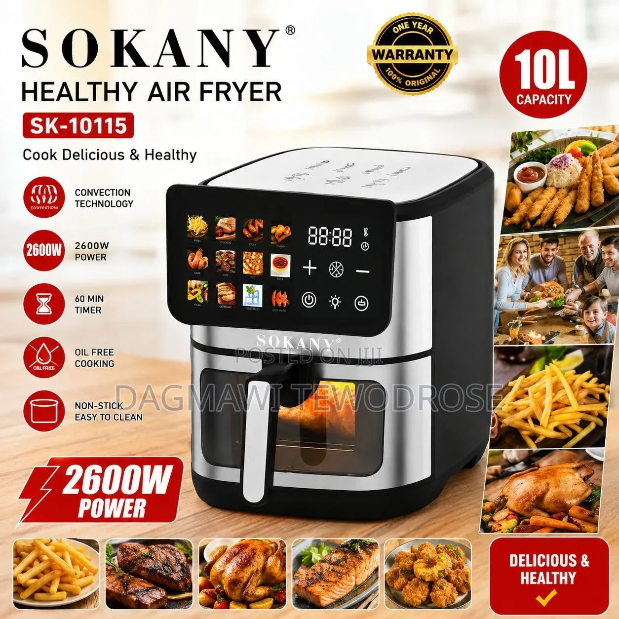 Sokany 10L Digital Air Fryer