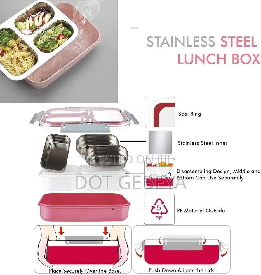 304 Stainless Steel ባለ 2 ደረጃ የምሳ እቃ