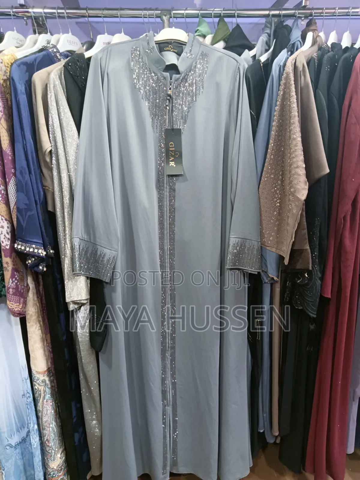 Luxury GIZAR Embellished Front-Zip Abaya / Modest Long Dress