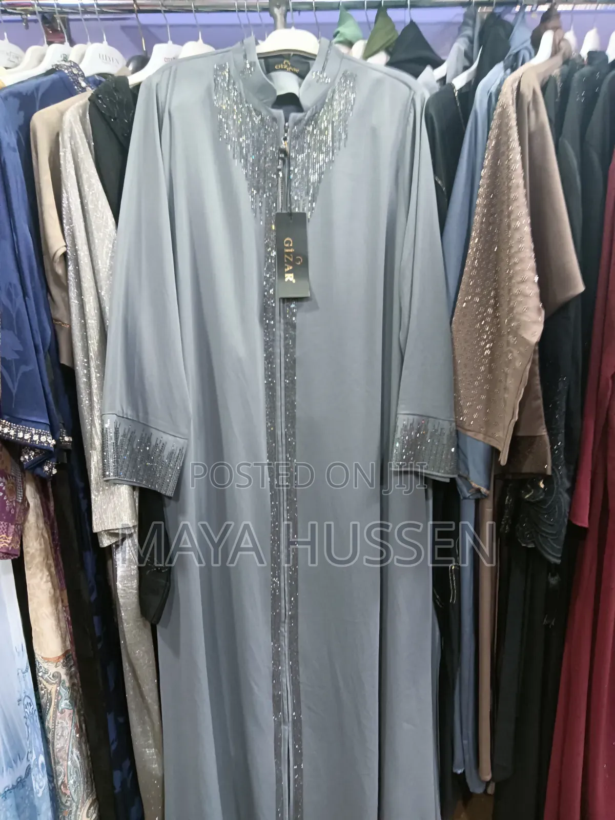 Luxury GIZAR Embellished Front-Zip Abaya / Modest Long Dress