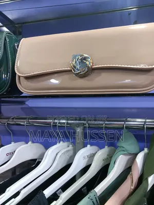Leather Flap Clutch / Beige Evening Shoulder Bag