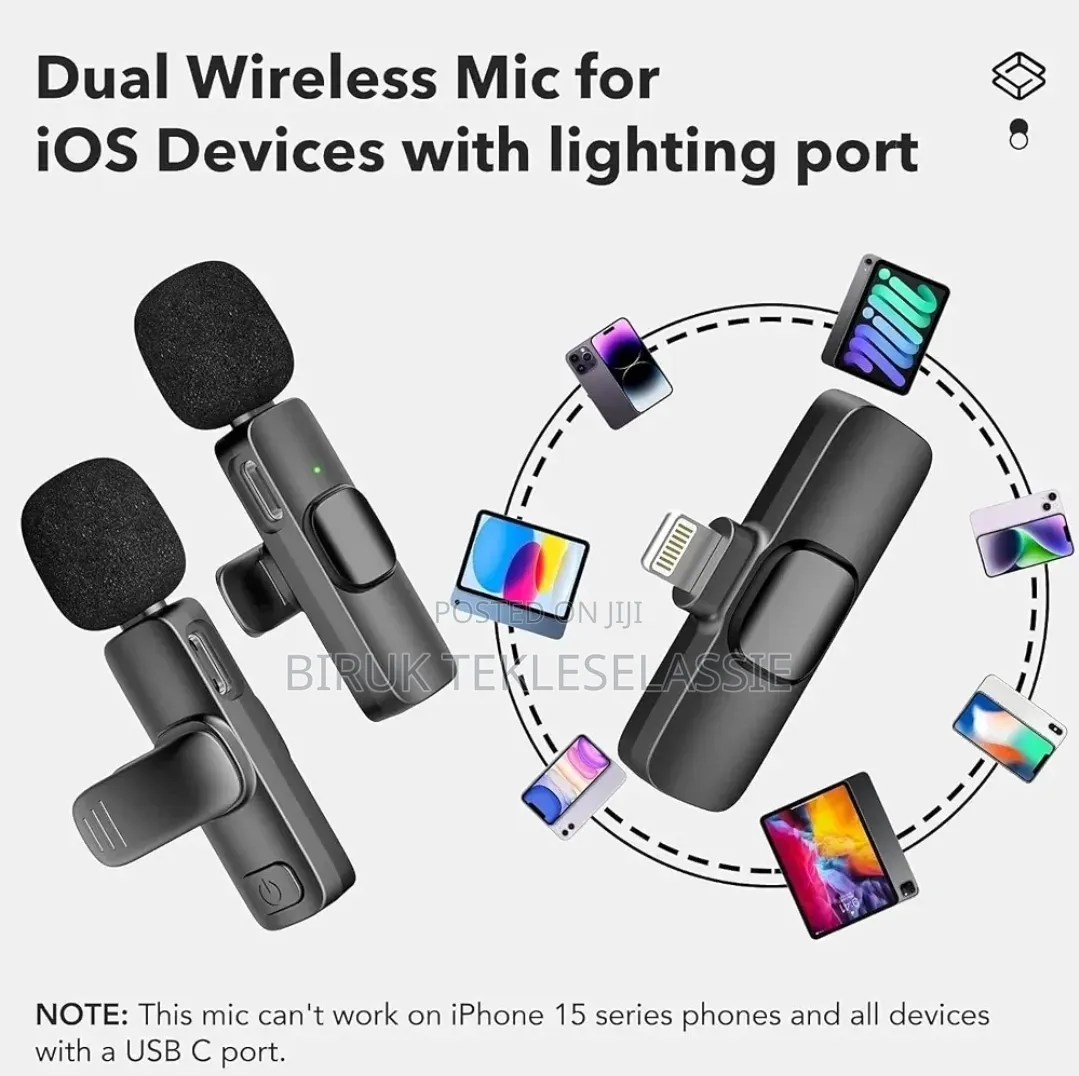 For iPhone Lightning Dual Mic Microphone
