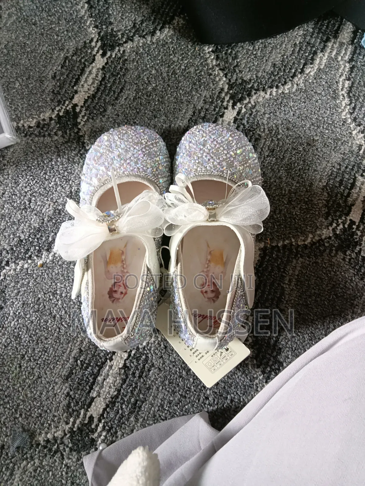 Sparkly Girls’ Frozen Princess Rhinestone Shoes With Ribbon Bow