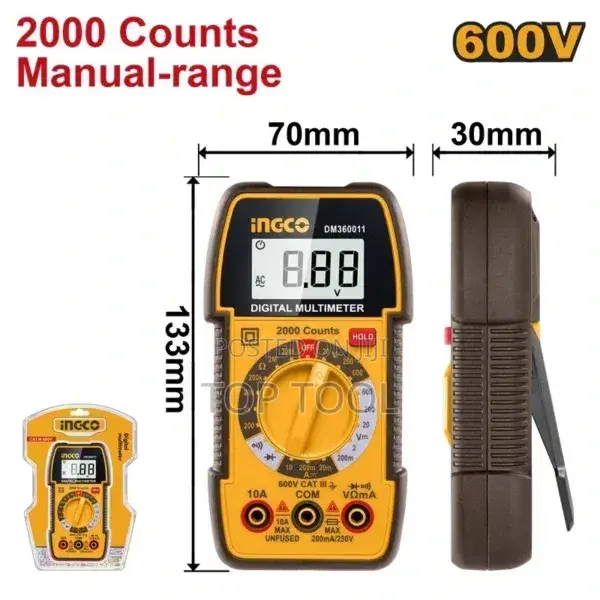 ,INGCO DM36002 ዲጂታል ማልቲሜትር 4000-Count True RMS