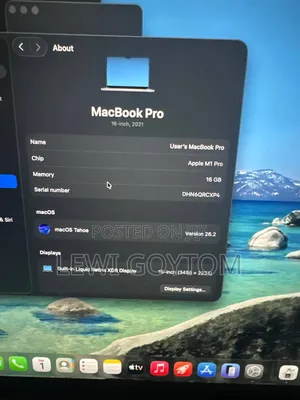 Laptop Apple MacBook Pro 2021 M1 16GB Apple M1 Pro SSD 1T
