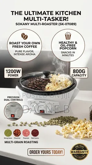 Coffee Machine Sokany Roaster የቡና ፍሬ እና የተለያዩ ደርቅ ጥራጥሬዎች መቁያ ማሽን
