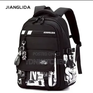 MBZ Stylish School Backpack – Burgundy White (የትምህርት ቤት ቦርሳ)