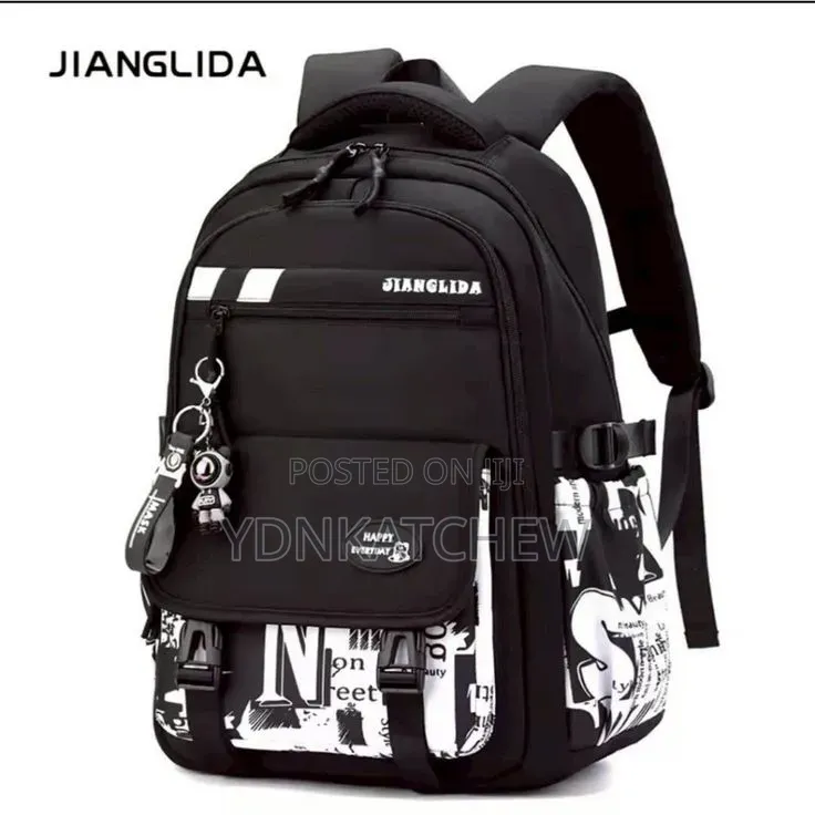 MBZ Stylish School Backpack – Burgundy White (የትምህርት ቤት ቦርሳ)