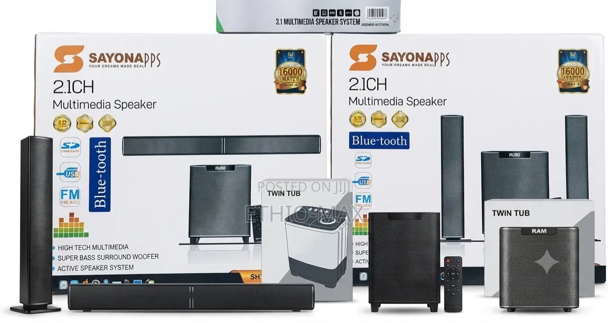 SayonApps 2.1CH Multimedia Speaker 16000W – Powerful Bass, Crystal