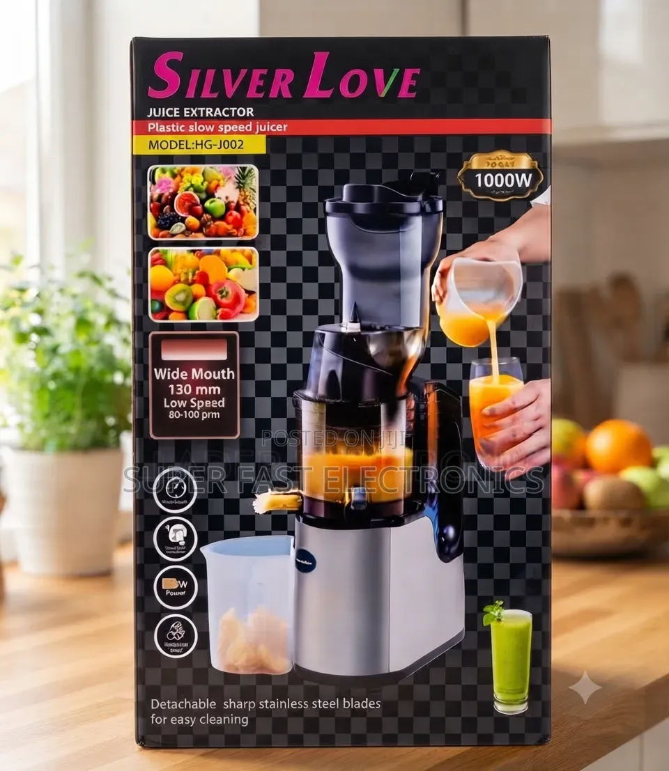 Silver Love Slow Juicer Extractor – 1000W Cold Press Juicer