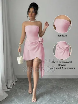 Elegant Pink Strapless Mini Party Dress