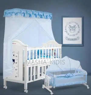 Portable Wooden Baby Crib Featuring Built-in Storage