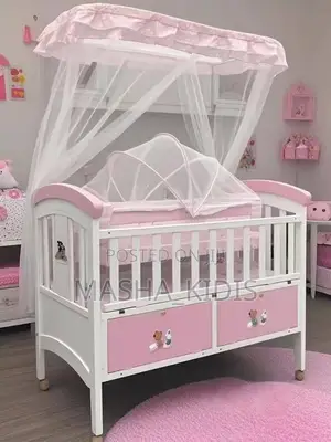 Portable Wooden Baby Crib Featuring Built-in Storage